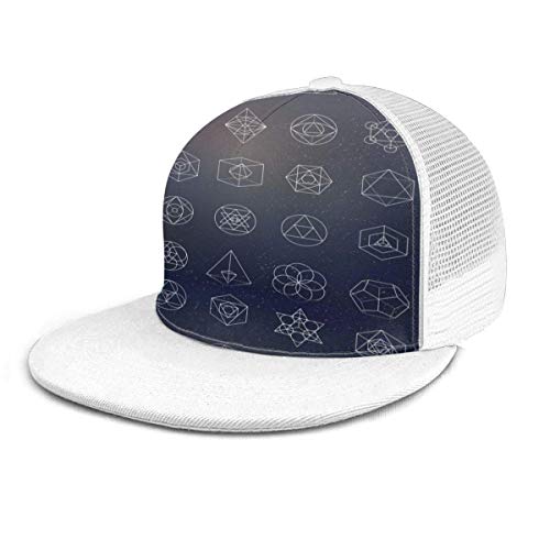 NA Iconos de geometría de gorra de béisbol Figuras esotéricas Plaid Gorras de béisbol planas Strapback ajustable