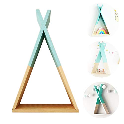 Nacnic Estanteria de Pared Estilo nordico Turquesa. Estante Triangulo de Madera. Estante habitacion Infantil, Salon, Bebe. Almacenamiento estanteria Triangular de Madera. Mediana