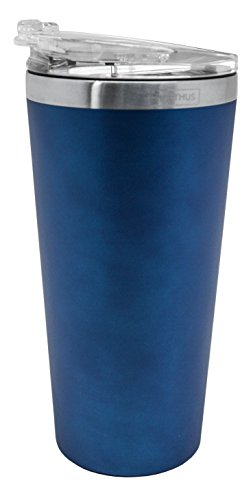 NERTHUS FIH 283 B Taza Doble Pared 500ml, Termo para café, Azul, Acero Inoxidable, 9.5 X 19(Alt) Cm