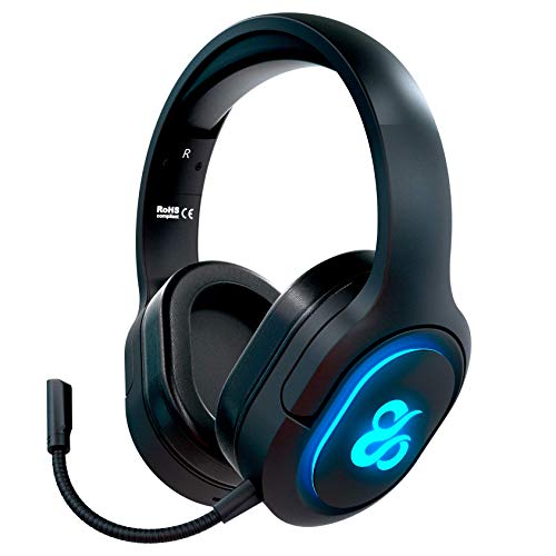 Newskill Scylla - Auriculares Gaming Inalámbricos con Micrófono Totalmente Removible compatibles con PC, PS4, Xbox One, Nintendo Switch y Smartphone (Efectos de iluminación RGB)