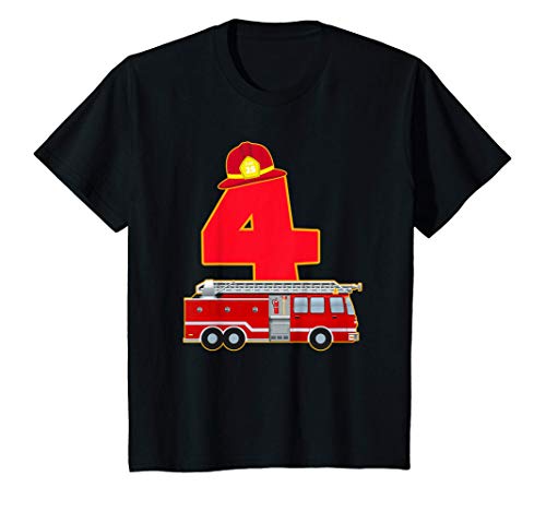 Niños 4º Cumpleaños De Bombero 4 Años De Disfraz De Bombero Camiseta