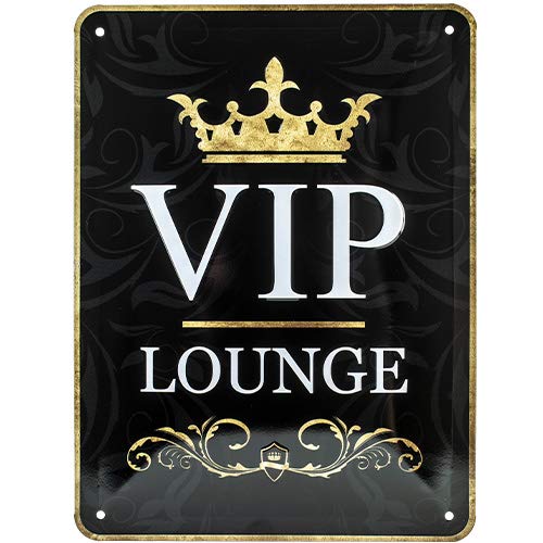 Nostalgic-Art Cartel de Chapa Retro VIP Lounge – Idea de Regalo para Personas Especiales, metálico, Diseño Vintage para decoración Pared, 15 x 20 cm
