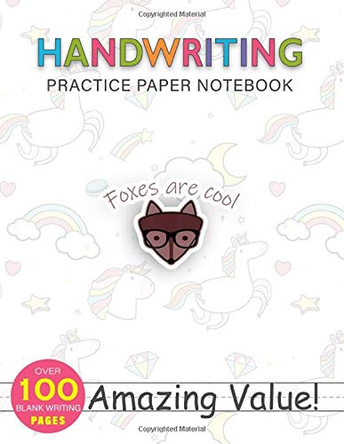 Notebook Handwriting Practice Paper for Kids Fox Lover Gift FOXES ARE COOL Girl Kid n Women Mom Camper: 8.5x11 inch, Gym, Journal, 114 Pages, PocketPlanner, Weekly, Hourly, Daily Journal