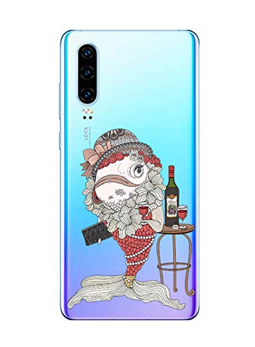 Oihxse Funda Dibujos Animal Lindo Compatible Huawei Nova 3 Carcasa Transparente Clear Silicona TPU Gel Suave Case Ultra Slim Anti-Golpes Anti-Arañazos Protection Cover(Koi)