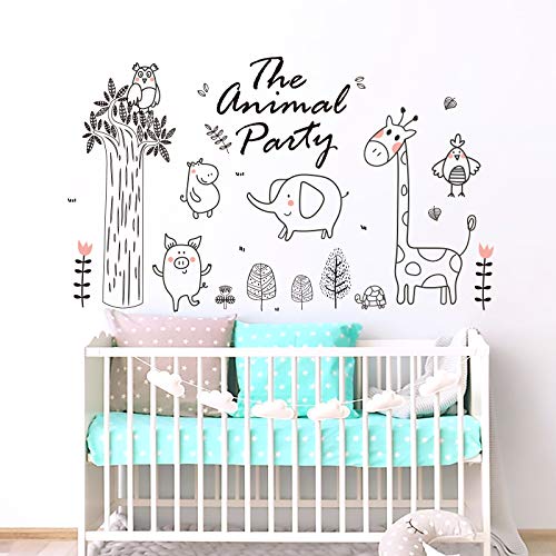 onetoze Pegatinas Pared Decorativas Animales Vinilo Pared Jirafa Vinilos de Pared Decorativos Infantiles Elefante Adhesivos Pared Decorativos Dormitorio Salón Habitación Niños Bebés, 96x160cm