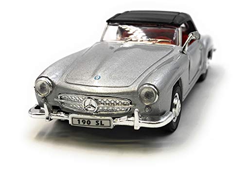 Onlineworld2013 Model Car 190 SL Oldtimer Silver Car Scale 1: 34-39 con Licencia