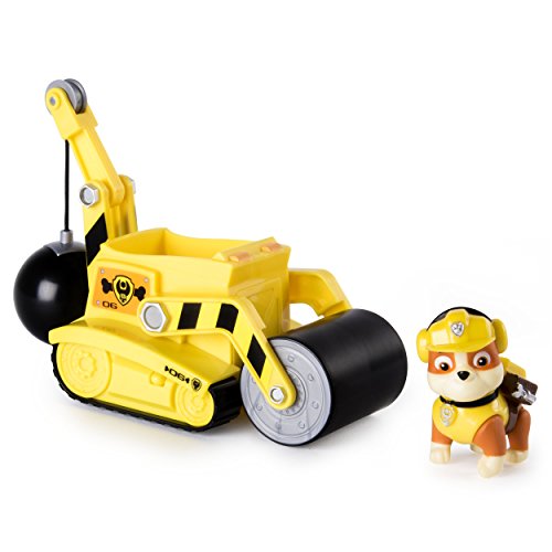 PAW PATROL Modelo Vehículo RUBBLE STEAM ROLLER 15cm + Figura - Original SPIN MASTER