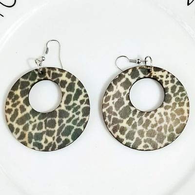 Pendientes De Mujer,50Mm África Madera De Impresión De Zebra Serpiente Africana Oraf Vintage Pendientes De Flor De Bohemia Parte Joyas De Madera Impresa Diy Accesorios,Imitación Chapados En Rodio,3