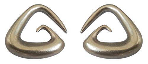 Pesos de oreja de pareja plateados plata para lóbulos estirados. Dos pendientes dilataciones orejas. Earrings Plugs "AFRICA". Modelo original único hecho a mano por artesano italiano. Cm 3 x 3