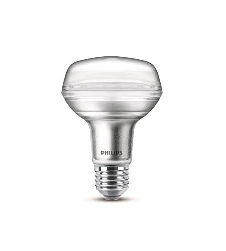 Philips bombilla LED reflectora casquillo gordo E27, R80, ángulo de apertura 36º, 8 W equivalentes a 100 W en incandescencia, 670 lúmenes, luz blanca cálida