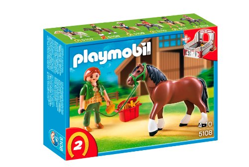 PLAYMOBIL - Shire con establo, Color Rojo y Gris (5108)