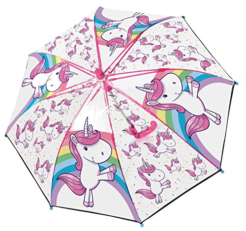 POS Handels GmbH Stockschirm mit Einhorn Motiv, Regenschirm für Mädchen, manuelle Öffnung und Fiberglasgestell Paraguas clásico, 62 cm, Multicolor (Bunt)