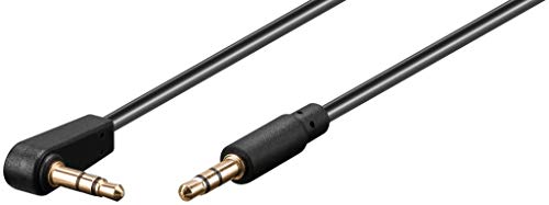 PremiumCord - Cable jack, conector jack 3,5 mm, conector StereoJack a 90 °, cable auxiliar de conexión de audio para auriculares, para teléfonos móviles con TV MP3 HiFi, blindado, color negro, 0,5 m