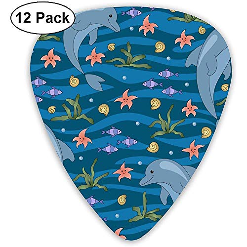 Púas de guitarra Delfines y divertidos dibujos animados Sea World Custom Abs Guitar Plectrums-12 Pack