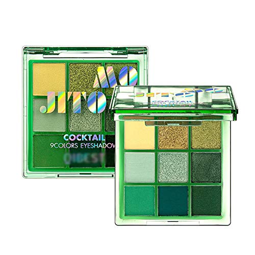 Qianren 9 colores paleta de sombra de ojos de cóctel brillo mate de larga duración maquillaje de colores llamativos sombra de ojos lila/verde/rosa/azul/menta