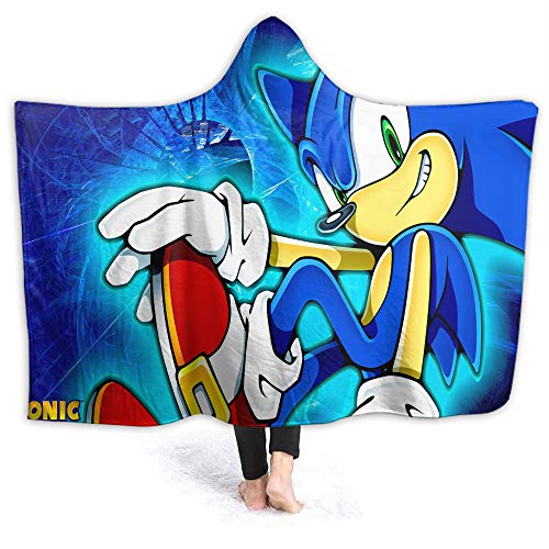 QIAOQIAOLO Sonic The Hedgehog - Manta decorativa con capucha (personaje de Sonic Colas) nudillos, Sonic Racing para adultos, mujeres, hombres y niños pequeños, tamaño 50 x 40 pulgadas