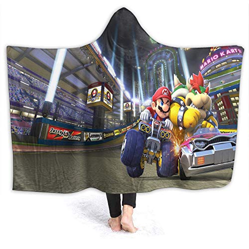 QiAOQIAOLO Super Mario Manta con capucha cómoda Mario VS Bowser Racing ligera manta para niños tamaño 60 x 50 pulgadas