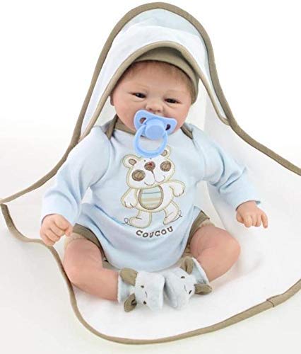 QQZQQ Reborn Baby Doll Soft Silicone 18 Pulgadas 45cm magnético Hermoso Juguete Lindo Muchacho Lindo Muchacha Sonriente Azul 1227dmsjwawa-5472