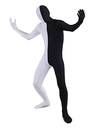 Queenshiny® Licra de Cuerpo Completo Segundo Juego de la Piel de Color Blanco y Negro Mezclado Zentai (XL)