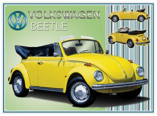 Red Hot Amarillo 300 x 410 mm para Quiche/Metal Volkswagen Beetle Cabriolet para la Pared, Amarillo