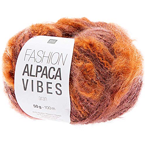 Rico Fashion Alpaca Vibes Aran #005 - Ovillo de lana (5 mm), color morado y naranja