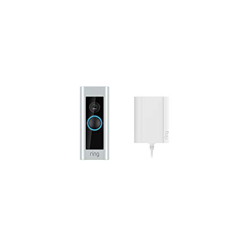 Ring Video Doorbell Pro con adaptador de enchufe, resolución HD 1080p, comunicación bidireccional, wifi, detección de movimiento | Incluye una prueba de 30 días gratis del plan Ring Protect