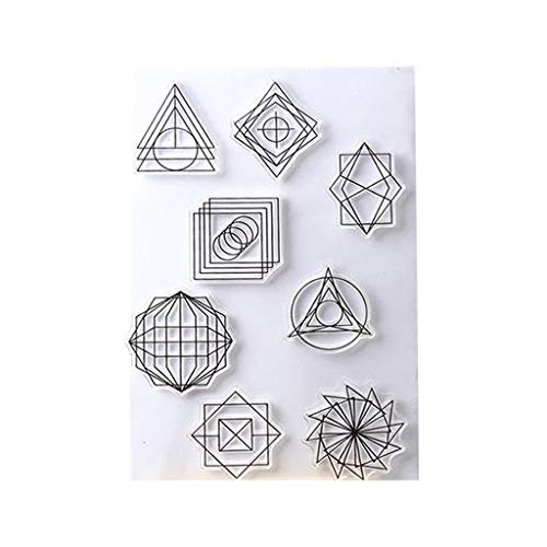 RK-HYTQWR Geometry Silicone Clear Seal Stamp DIY Scrapbooking en Relieve Álbum de Fotos Decoración, Figura geométrica PVC Grabado Cuchillo Sello