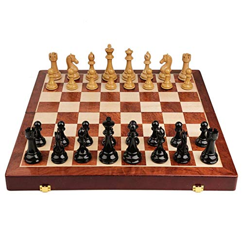 RONGJJ Juego De Ajedrez, Juego De Ajedrez De Madera Grande, Tablero De Juego Magnético, Piezas De Tablero De Ajedrez De Viaje, Juguetes Educativos para Niños/Niños, Adultos, Wood Grain