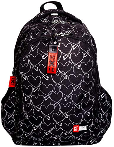 Roxie Corazón Grande Mochila 43 x 32 x 23 cm, escuela primaria, Medias, Superiori Chica Negro Plata