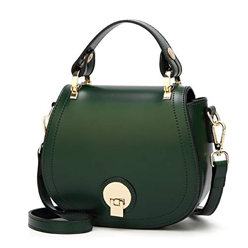 San-Hai Bolsa de Cuero Femenino Diseño Bolso de Hombro de Cuero Cremallera Semicírculo Semicírculo Crossbody Bolsa San-Hai (Color : Green)