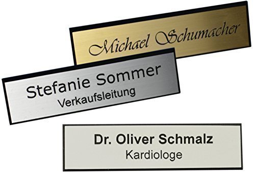 Schmalz Werbeservice Plástico Nombre con Borde Facetado Incl. Grabado Aguja, Color Plata, Oro o Blanco Grabado Placas Identificativas con Faceta Aguja - Blanco, 75 x 20 mm