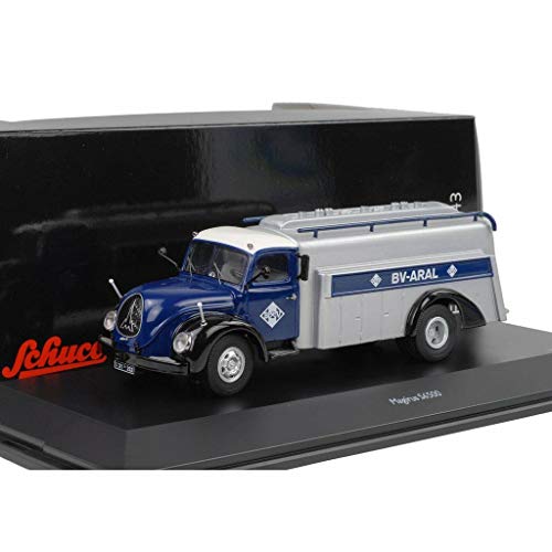 Schuco Magirus 450303900 S6500 ARAL - Carro de depósito (Escala 1:43), Color Azul y Plateado