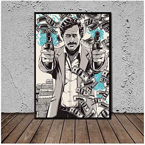 SDGW Póster De Pablo Emilio Escobar, Póster, Impresiones, Lienzo, Pintura Al Óleo, Cuadros Artísticos De Pared, Sala De Estar, Decoración del Hogar, 60X80Cm Sin Marco