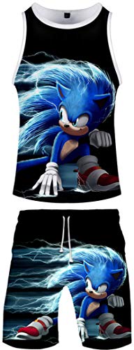 Silver Basic Camiseta Sin Mangas de Verano para Hombre y Traje de Videojuego Sonic The Hedgehog Camiseta Sonic Camiseta de Verano para Hombre Sonic Cosplay XXS, 752Sonic Cosplay-3