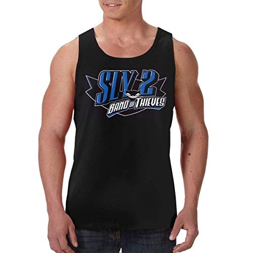 Sly Cooper 2 Logo Camisetas sin Mangas para Hombre Sin Mangas Chaleco de Verano Camisas Negro