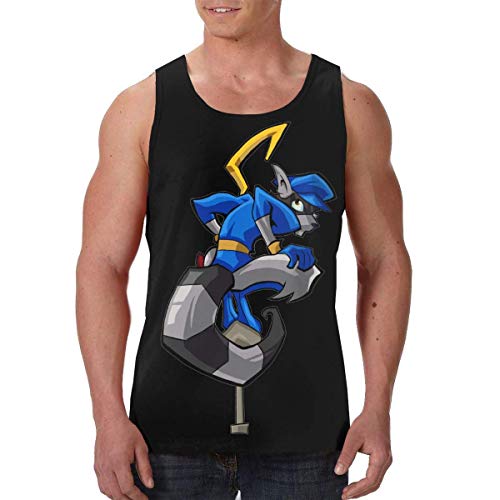 Sly Cooper Camisetas sin Mangas para Hombre Camisas sin Mangas de Verano Chaleco Negro