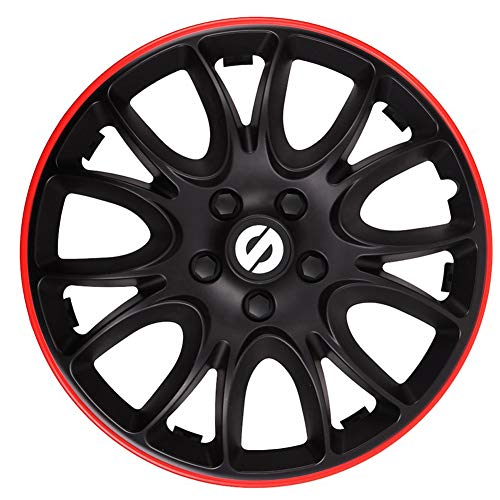 Sparco SPC1594BKRD Juego de 4 Tapacubos Veneto 15 Pulgadas Negro/Rojo, Rosso