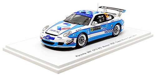 Spark – 997 GT3 RS Winner RGT Class Monte Carlo 2017 Porsche vehículo en Miniatura, S5160, Blanco/Azul, (Escala 1/43