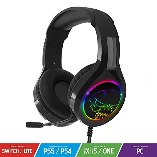 SPIRIT OF GAMER - PRO-H8 - Audio Pro Gamer Auriculares - Simulated Leather - Micrófono flexible - Luz de fondo LED Rainbow RGB para Auriculares - PC / PS5 / XBOX X / PS4 / XBOX ONE / Switch