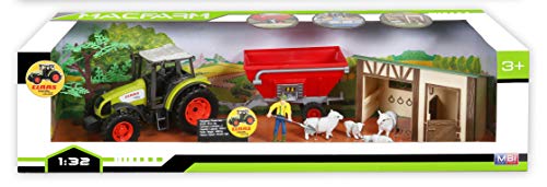 STARLUX – Coffret Tractor Claas Celtis 456 con Remolque, ovejas y Muchos Accesorios – Gamme Granja – 1: 32E