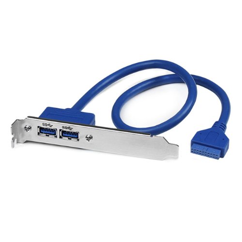 StarTech.com USB3SPLATE - Cabezal de 2 Puertos USB 3.0 SuperSpeed con conexión a Placa Base (2 x USB 3.0 A Hembra, IDC 20 Pines Hembra)
