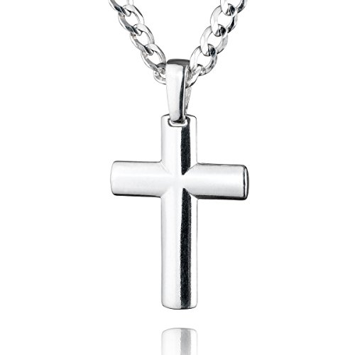 STERLL Cadena para hombre de plata 925, 60 cm de longitud, con colgante a forma de cruz, con caja de joyas, ideal como regalo de hombre