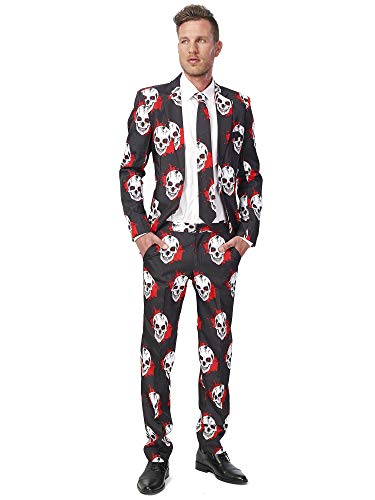 Suitmeister Men Suit Juego de Pantalones de Traje de Negocios, Calaveras Sangre, XXL para Hombre