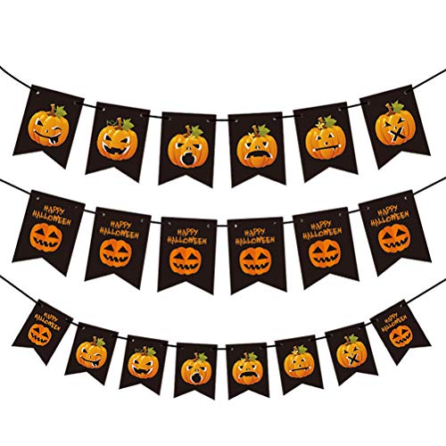 SUPVOX 3 sets 150cm banner de halloween mini banner de fieltro calabaza colgando bunting horror puerta decorativa colgando guirnalda bunting flag