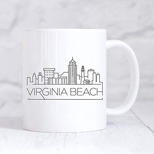 Taza de Skyline de Virginia Beach City/Taza de inauguración de la casa/Nueva taza para el hogar/My Home City/Taza personalizada de Virginia Beach/Taza de regalo para el hogar/Taza de Virginia, Taza de