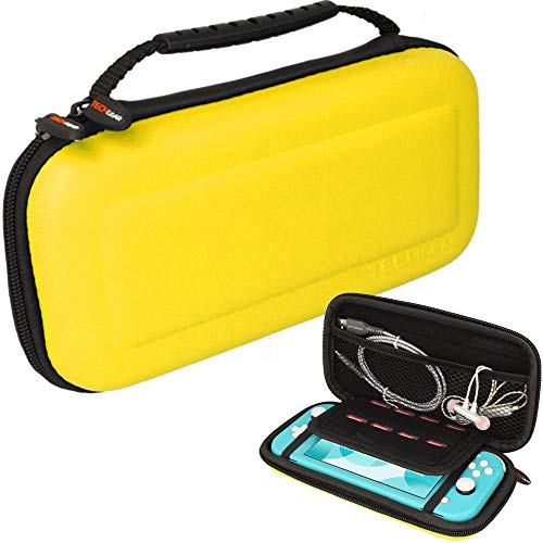 TECHGEAR Switch Lite Carcasa - Funda Dura Protectora de Viaje y Llevar para Nintendo Switch Lite + Ranura para 8 Tarjetas de Juego + Accesorios [Amarillo]