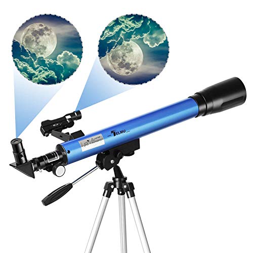 TELMU Telescopio Astronómico - Telescopio Refractor F60050M / 5 con EspejoDiagonal de 45 ° y Observador dePuntos Rojos, Ocular - H12.5 mm y H20mm, Regalo para Principiantes y Niños