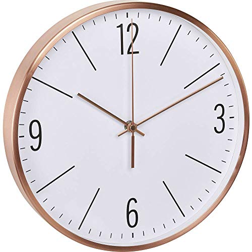 TFA Dostmann Reloj de Pared radiocontrolado con Marco de Metal Color Cobre, Metal, 310 x 55 x 340 mm