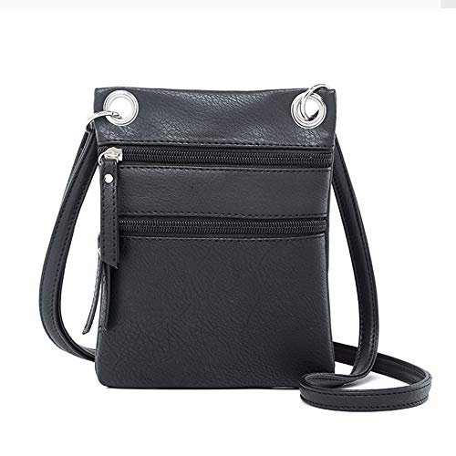 TIBES Pequeño bolso de hombro Bolso Crossbody Monedero para mujer C Negro