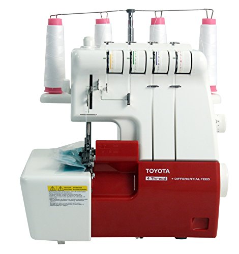 Toyota SLR4D - Máquina de Coser overlock, Velocidad de Costura 1500 RPM, Color Rojo/Blanco